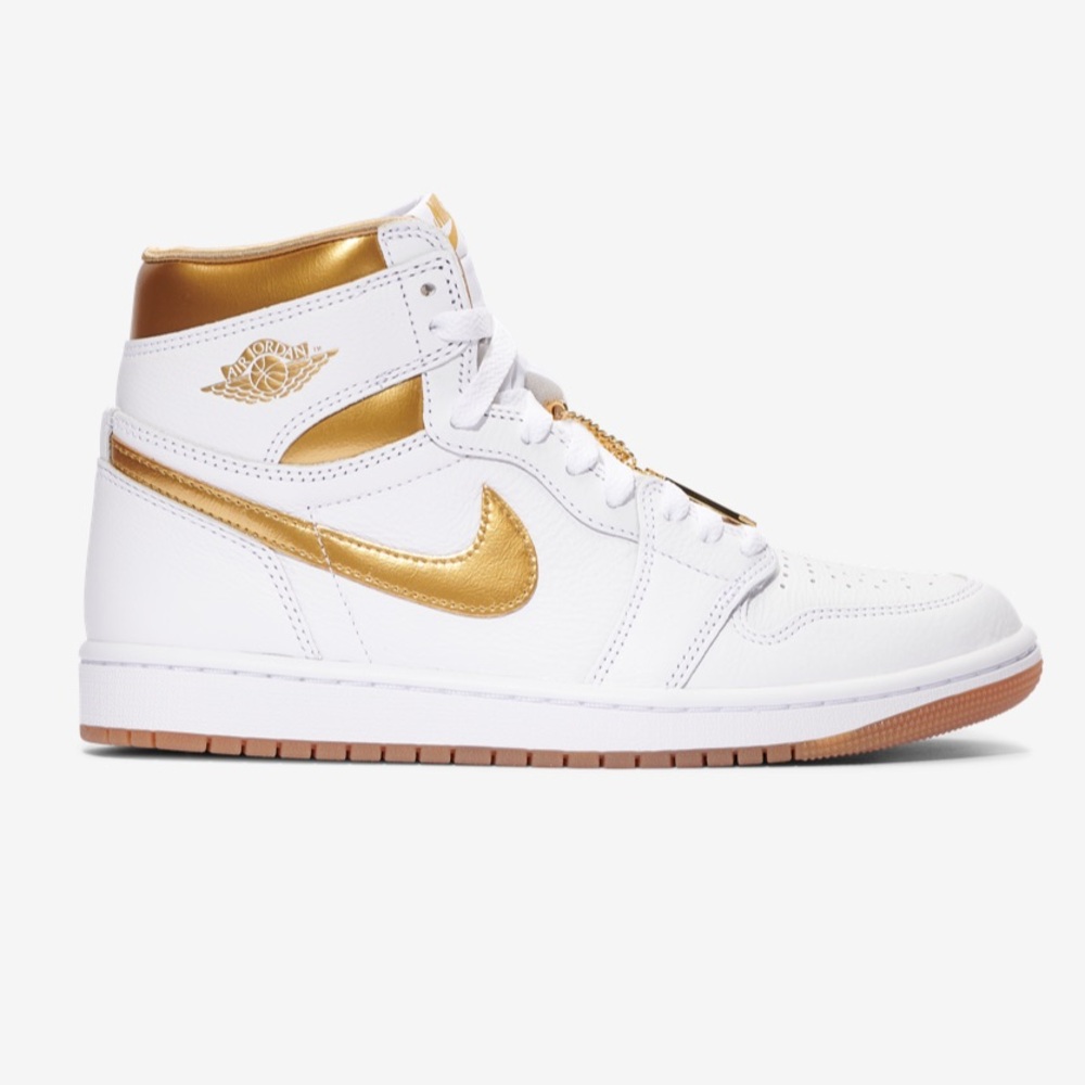 Women's Jordan Air 1 Retro High OG "White and Gold" Shoes